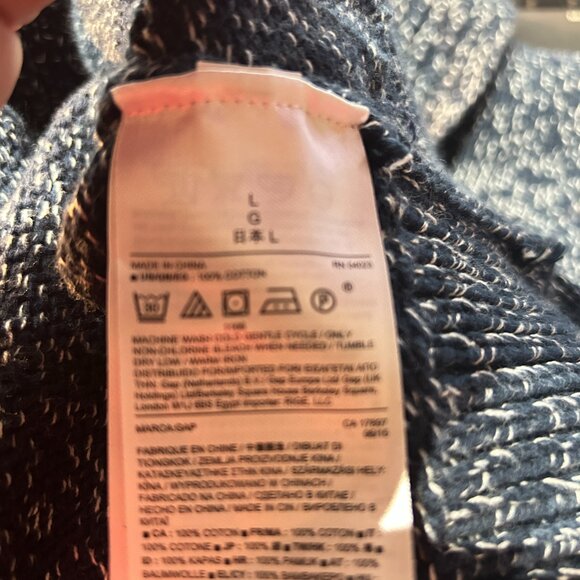 GAP Men's Academia Chunky Fisherman Knit Cardigan Sz L Blue Heritage Cabincore - Picture 5 of 7